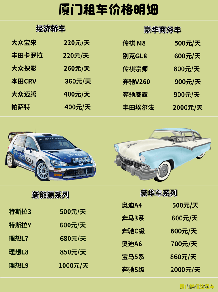 新手租车注意事项、厦门租车价格一览表